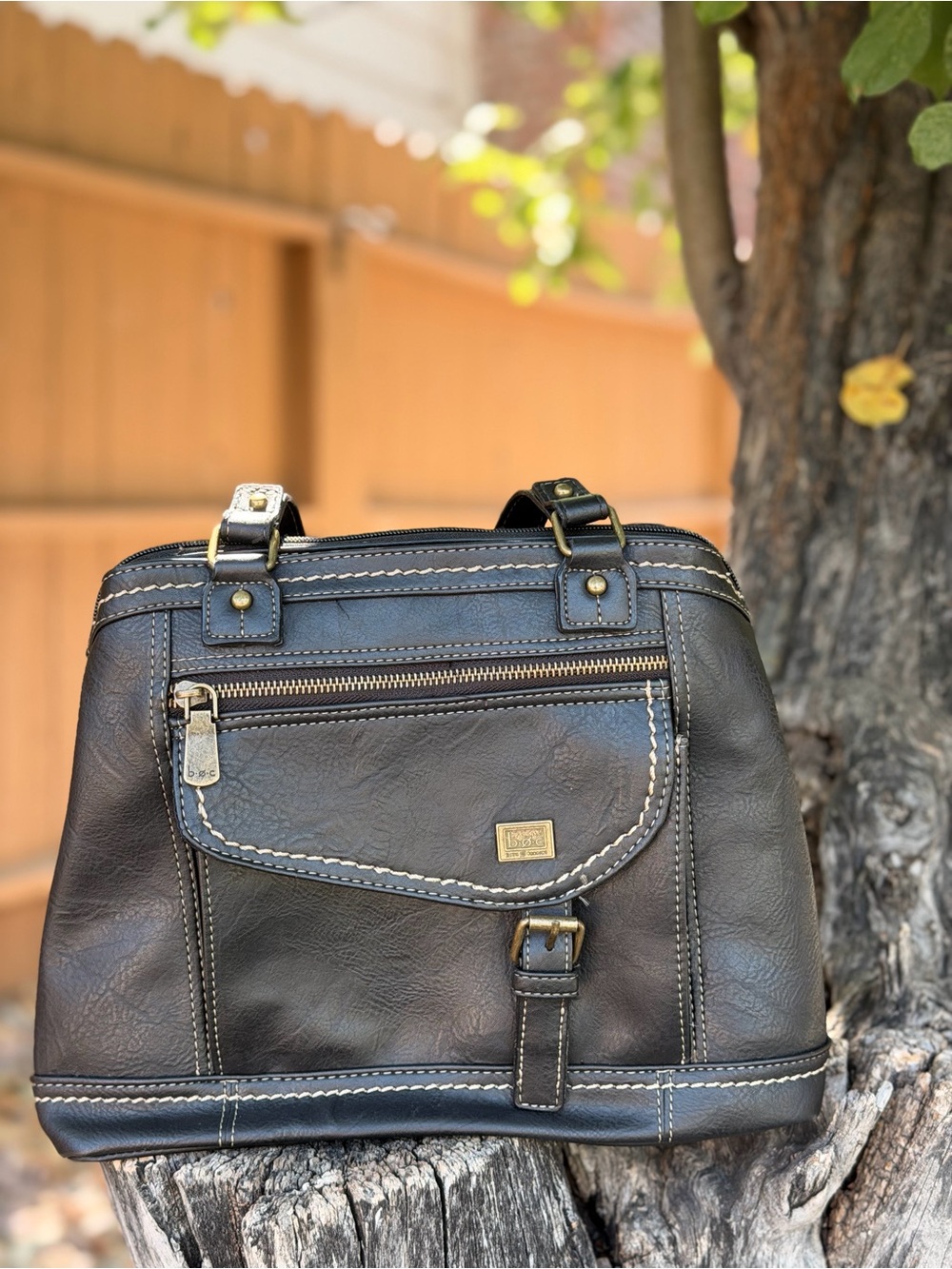 boc Black Shoulder Bag with Contrast Stitching